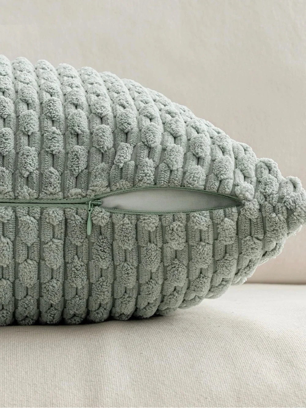 Soft Waffle Knit Accent Pillow Covers - Greyish Green